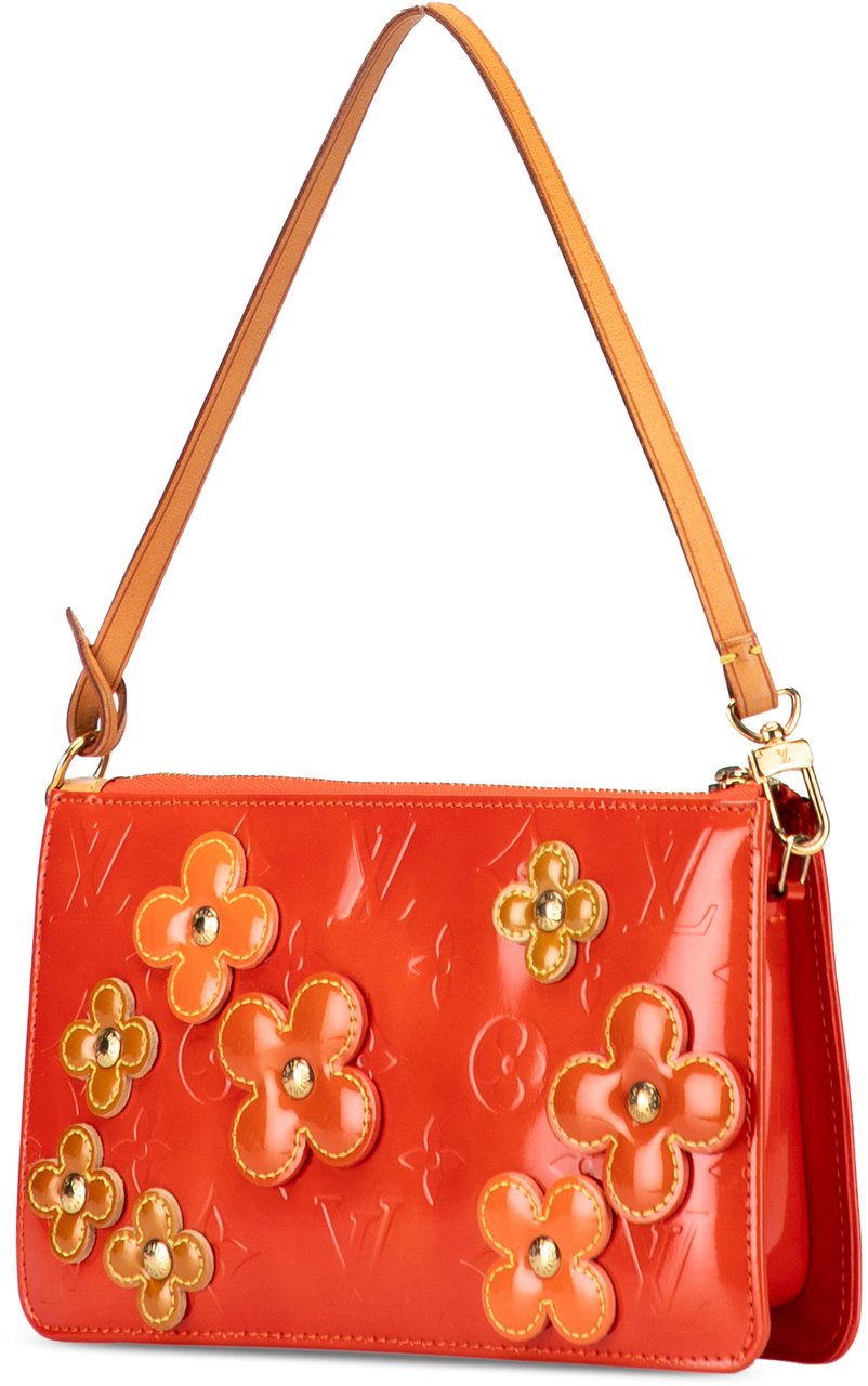 Louis Vuitton Monogram Vernis Fleurs Lexington Pochette Oranje
