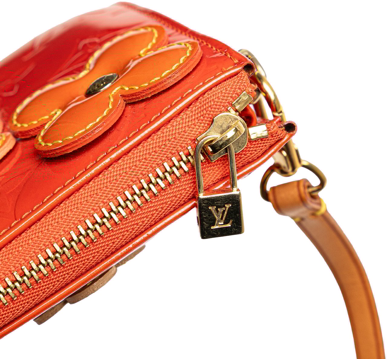 Louis Vuitton Monogram Vernis Fleurs Lexington Pochette Oranje
