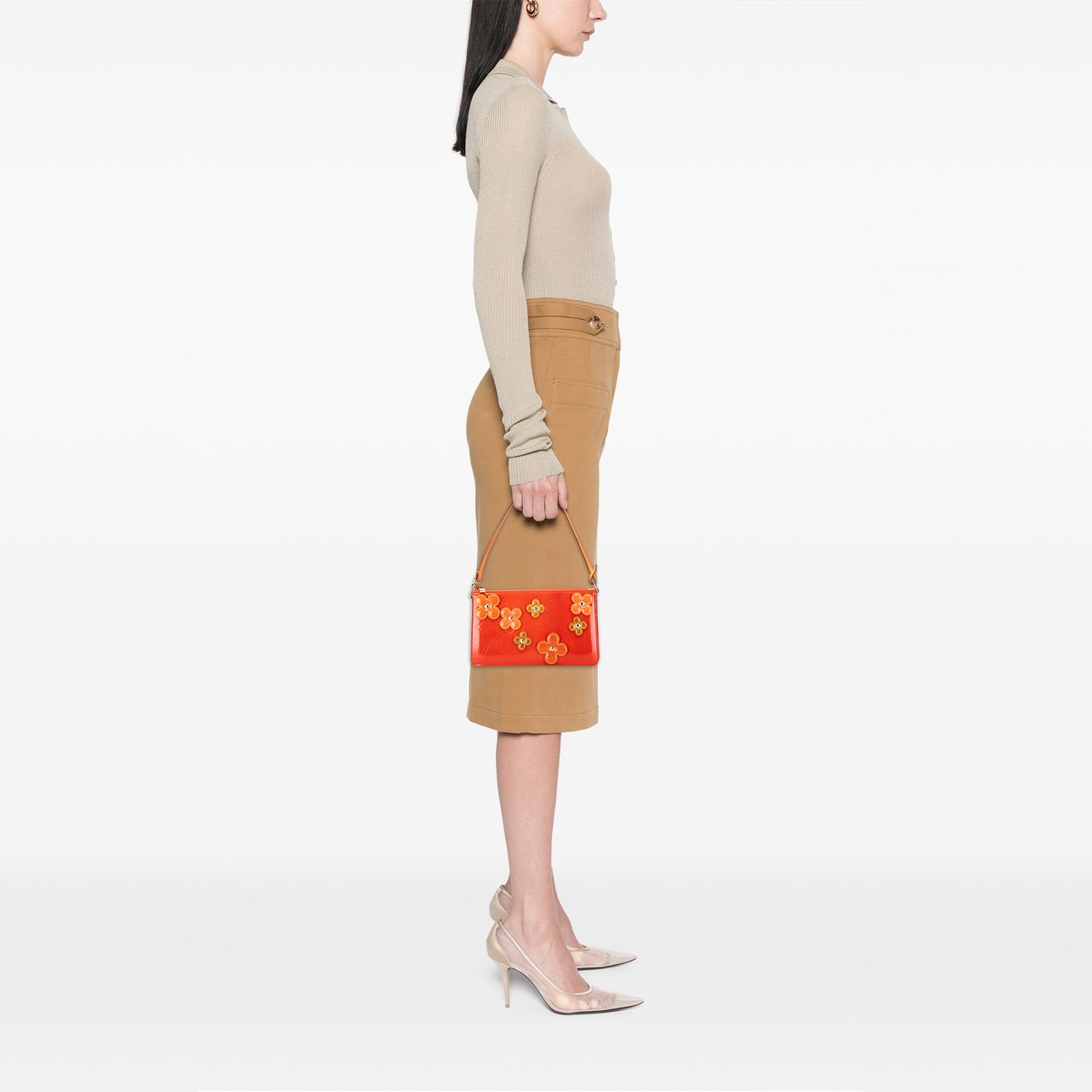Louis Vuitton Monogram Vernis Fleurs Lexington Pochette Oranje