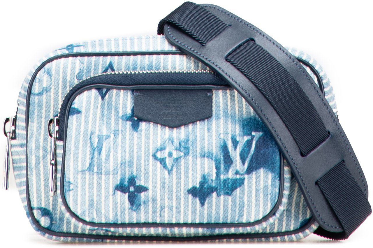 Louis Vuitton Monogram Denim Watercolor Hickory Stripes Outdoor Pouch Blauw