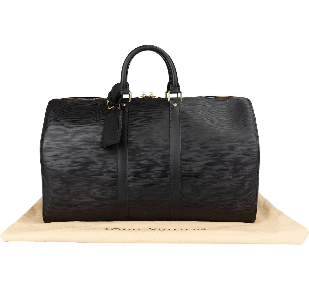 Louis Vuitton Louis Vuitton Noir Epi Leather Keepall 45 Zwart