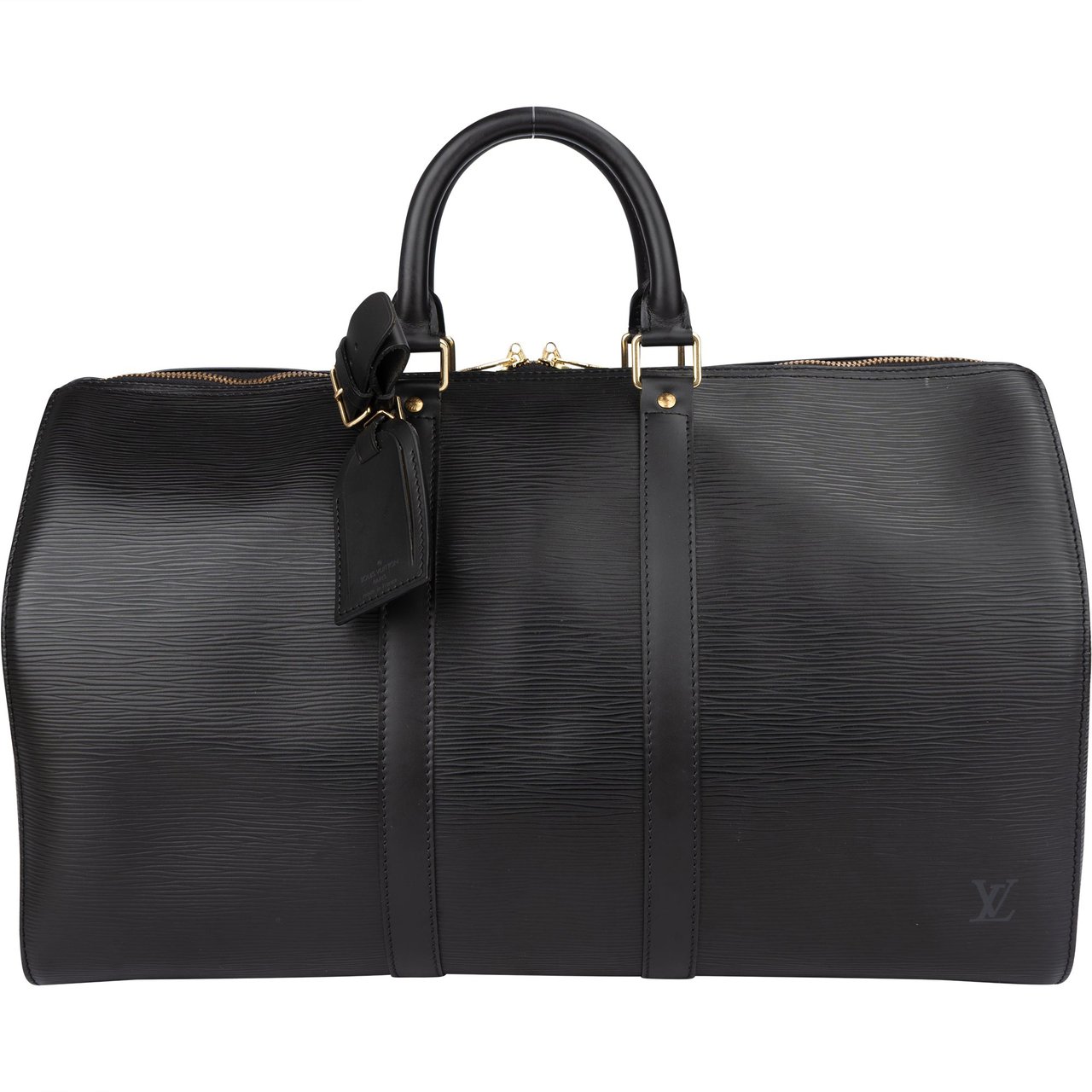 Louis Vuitton Louis Vuitton Noir Epi Leather Keepall 45 Zwart