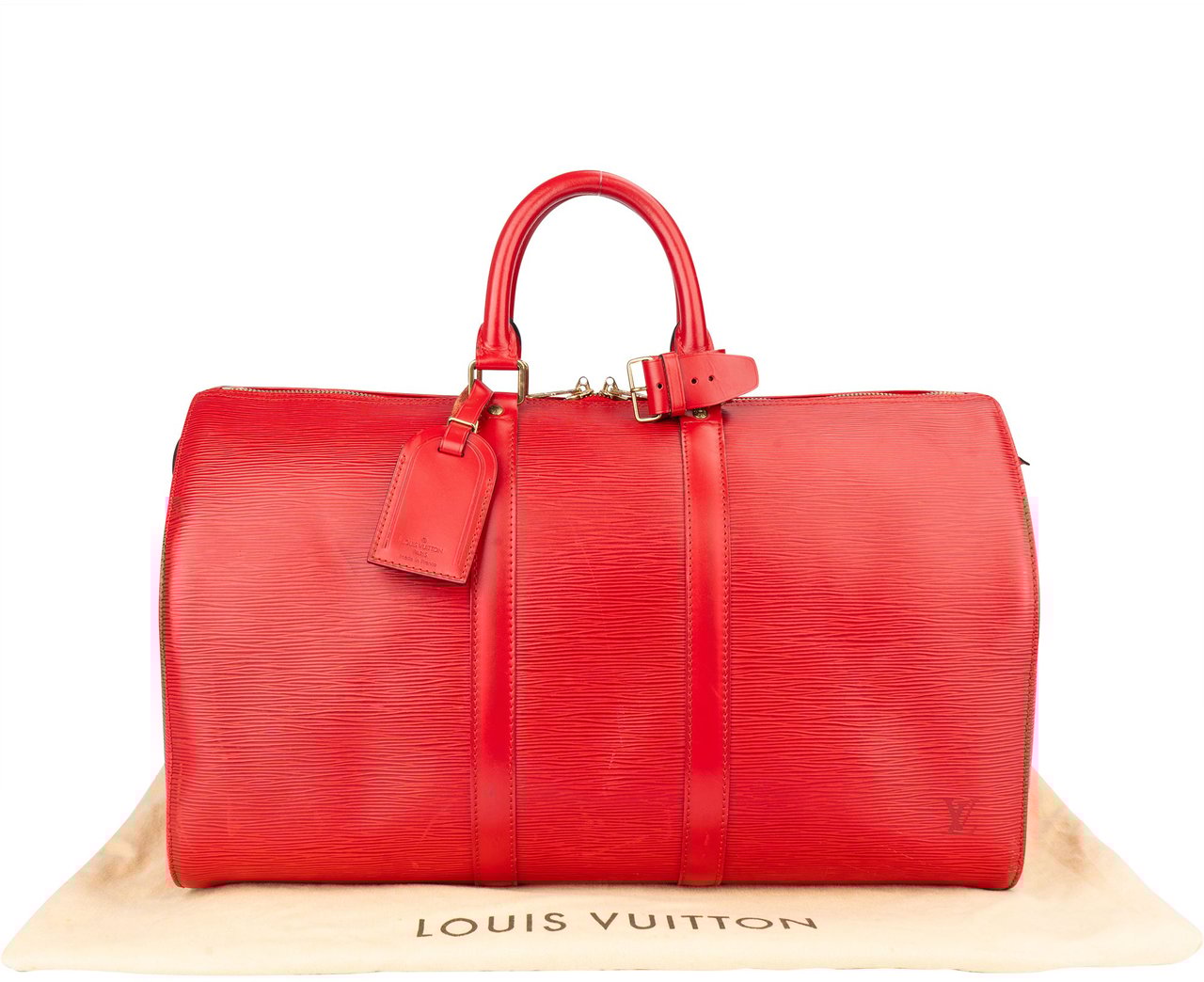 Louis Vuitton Louis Vuitton Rouge Epi Leather Keepall 45 Rood