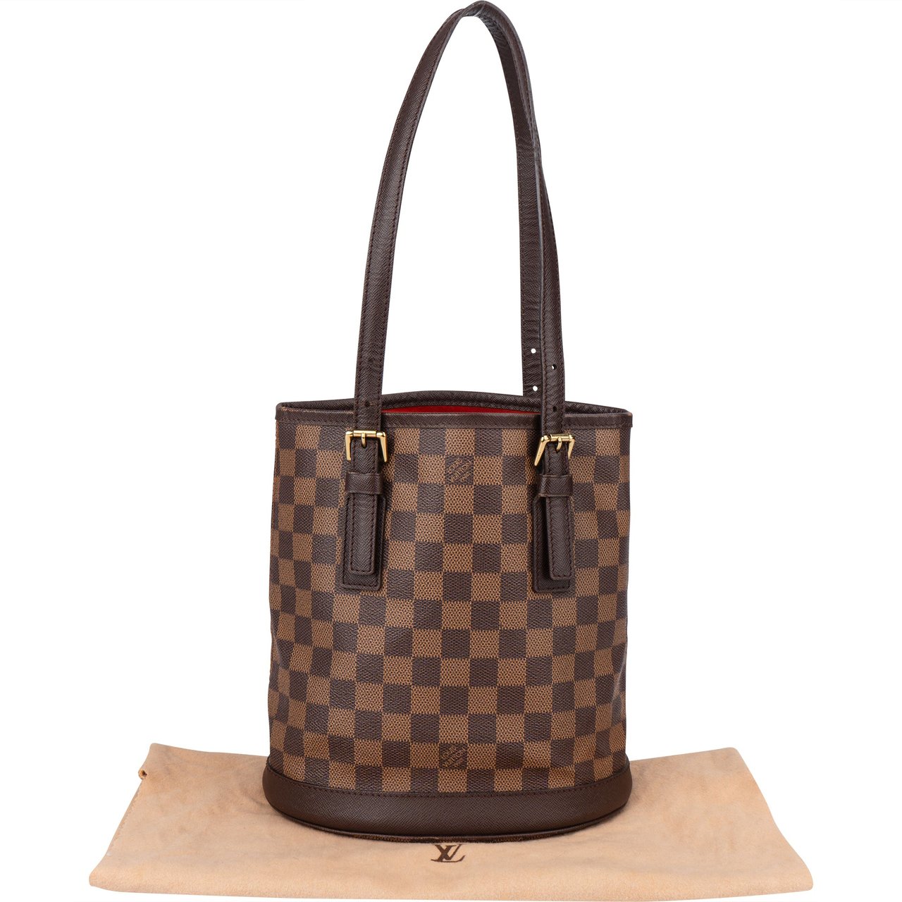 Louis Vuitton Damier Ebene Monogram Bucket PM Handbag Bruin