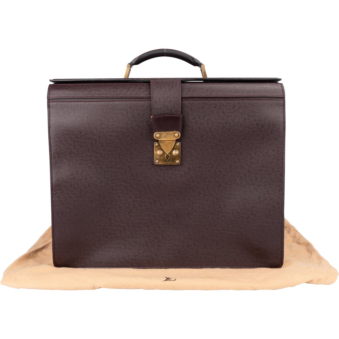 Louis Vuitton Taiga Leather Pilot Oural Business Handbag Paars