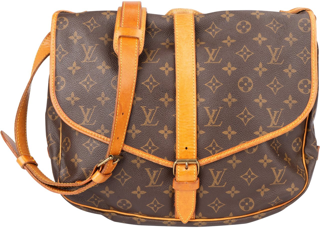 Louis Vuitton Louis Vuitton Canvas Monogram Saumur 35 Crossbody Bag Bruin