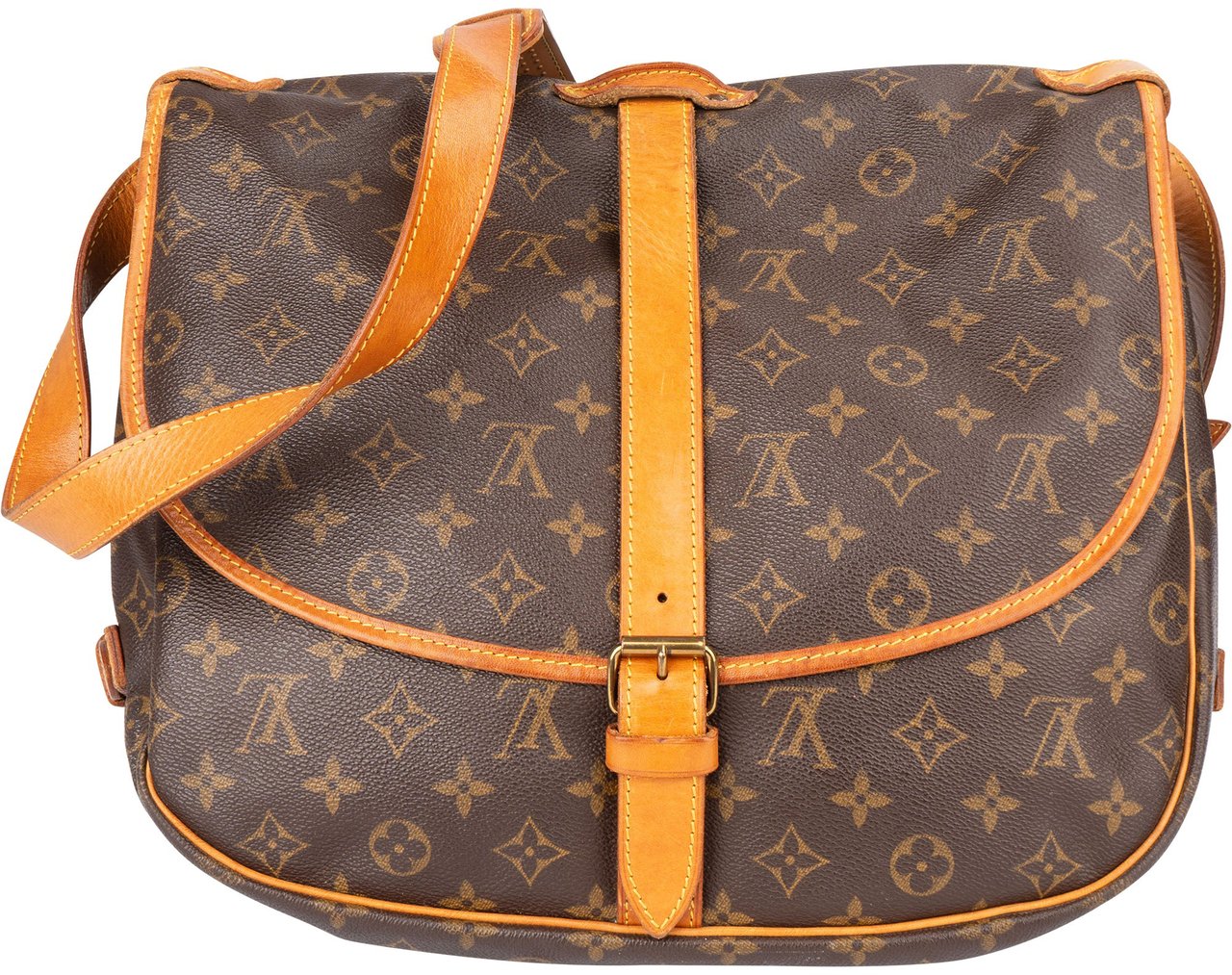 Louis Vuitton Louis Vuitton Canvas Monogram Saumur 35 Crossbody Bag Bruin