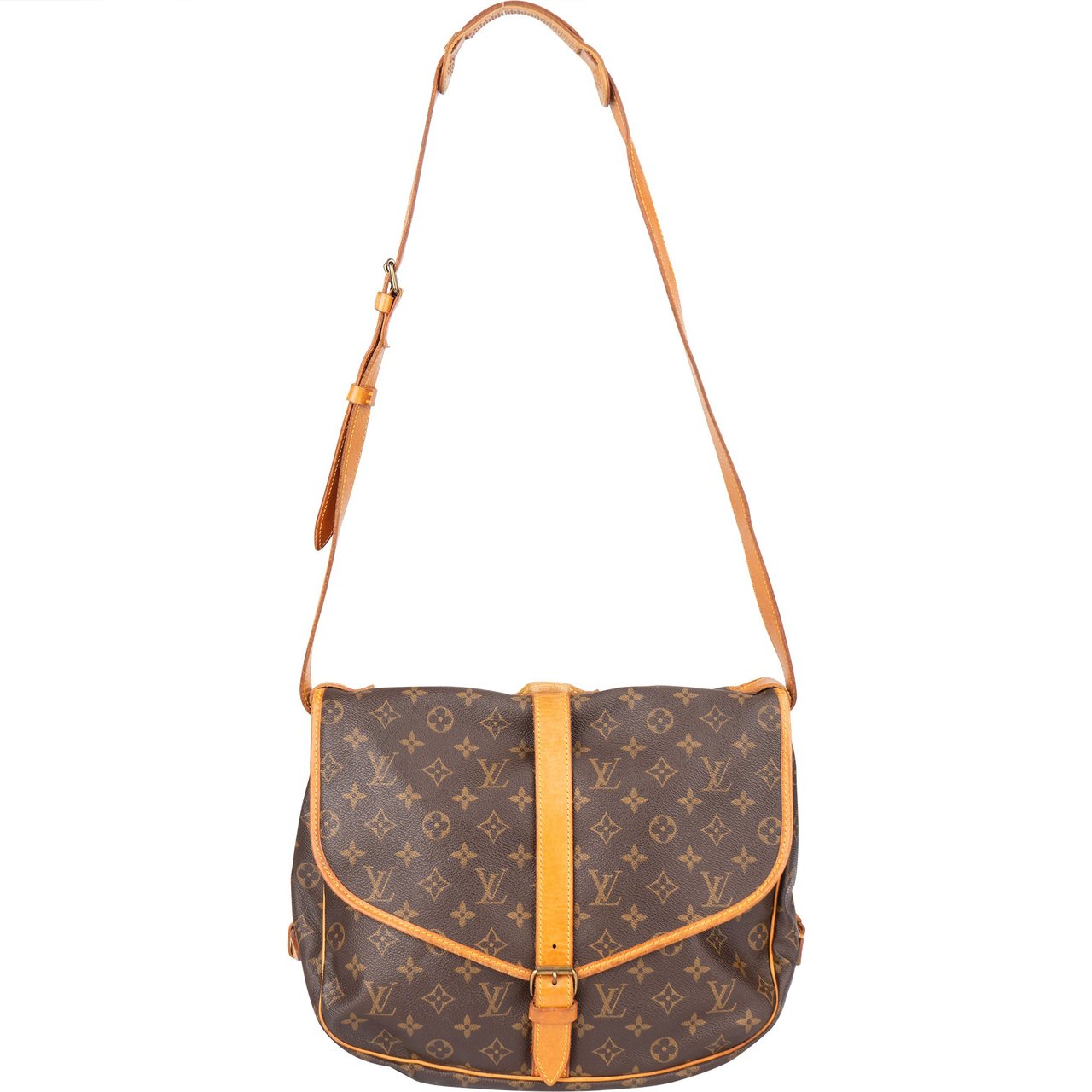 Louis Vuitton Louis Vuitton Canvas Monogram Saumur 35 Crossbody Bag Bruin