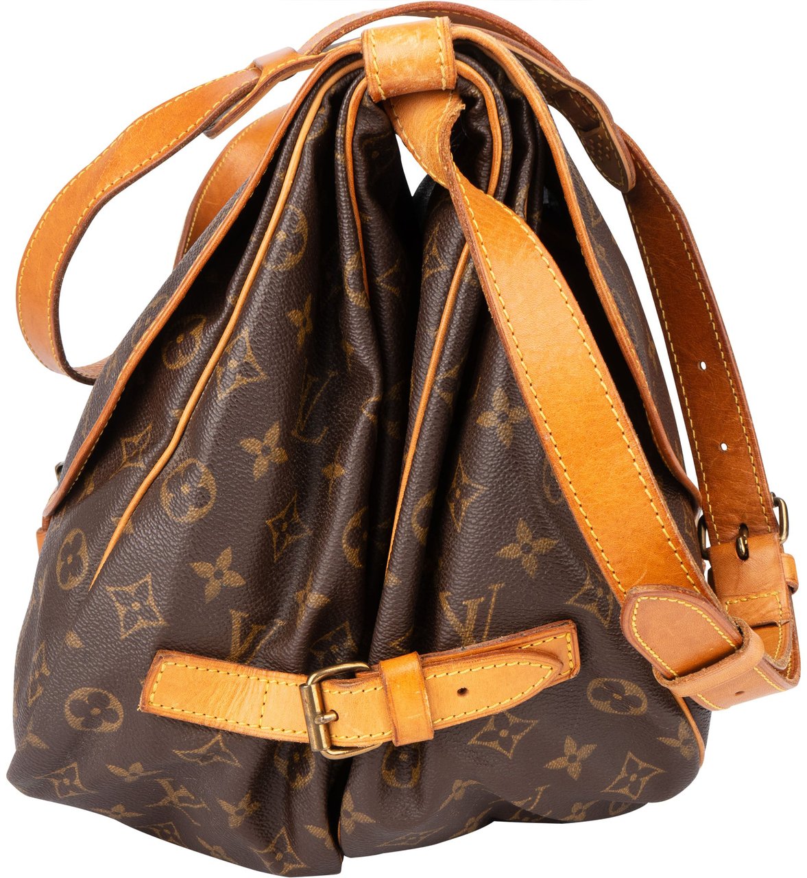 Louis Vuitton Louis Vuitton Canvas Monogram Saumur 35 Crossbody Bag Bruin