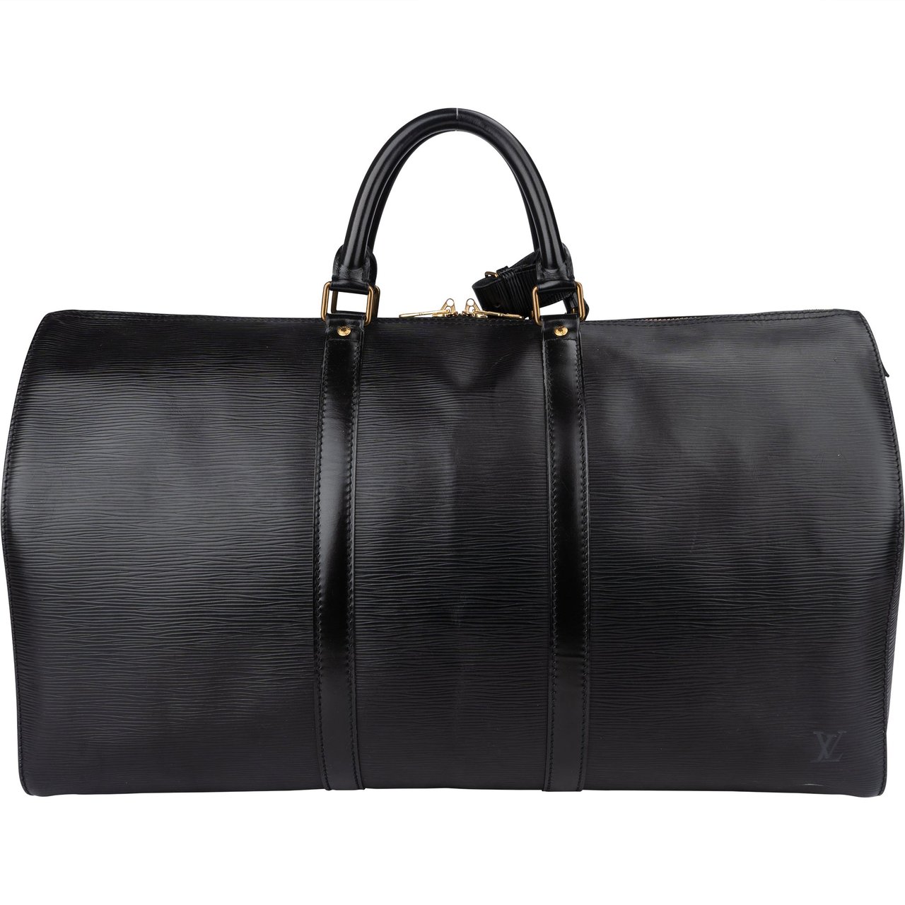 Louis Vuitton Louis Vuitton Noir Epi Leather Keepall 50 Zwart