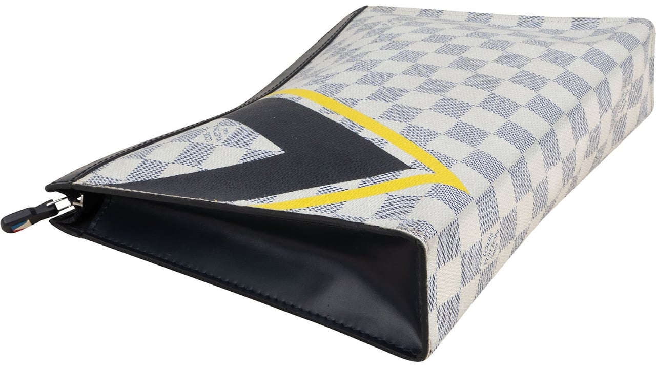 Louis Vuitton Monogram Damier Azur Limited America's Cup 2017 Jour Pochette Clutch Wit