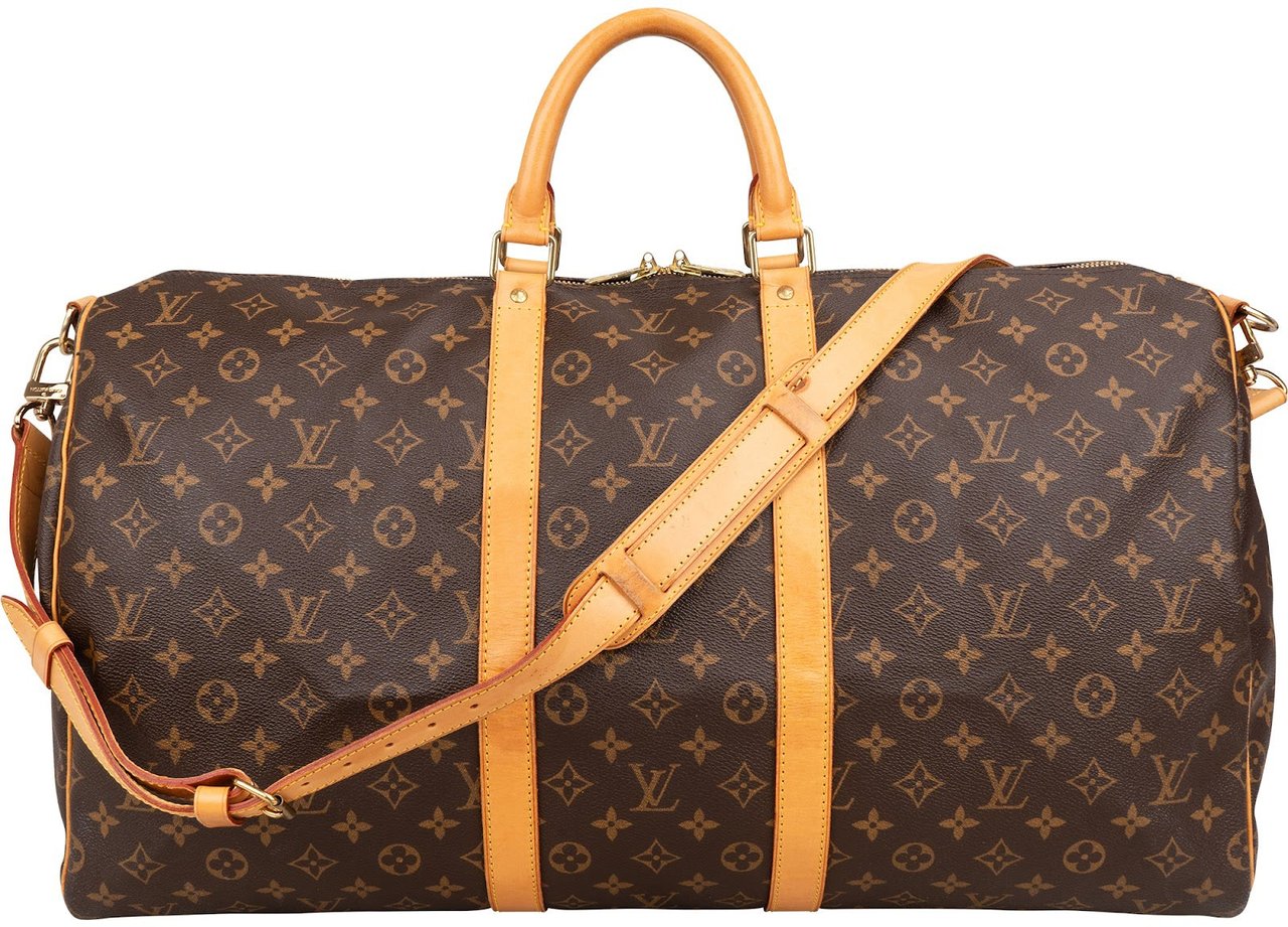 Louis Vuitton Monogram Canvas Keepall 55 Bandoulière Travel Bag Bruin