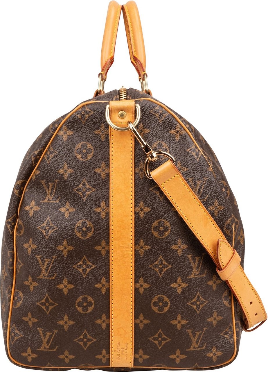 Louis Vuitton Monogram Canvas Keepall 55 Bandoulière Travel Bag Bruin