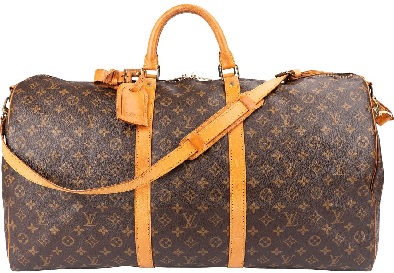 Louis Vuitton Monogram Canvas Keepall 60 Bandoulière Travel Bag Bruin