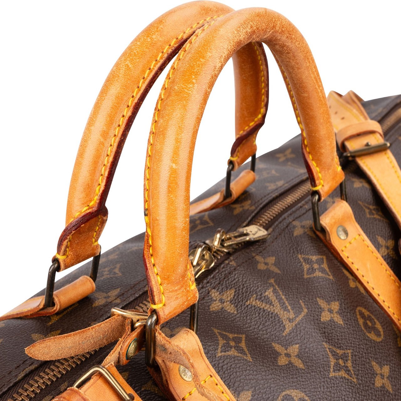 Louis Vuitton Monogram Canvas Keepall 60 Bandoulière Travel Bag Bruin
