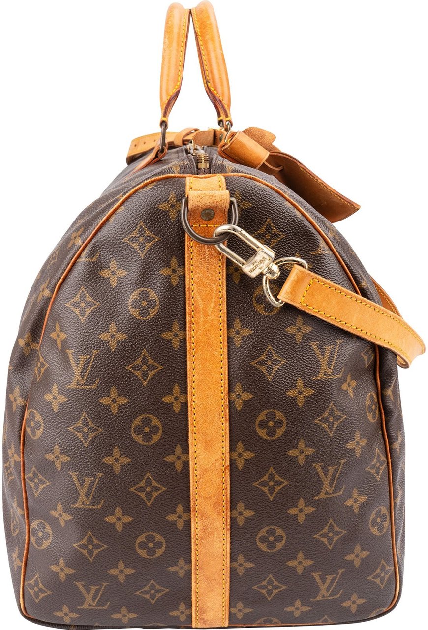 Louis Vuitton Monogram Canvas Keepall 60 Bandoulière Travel Bag Bruin