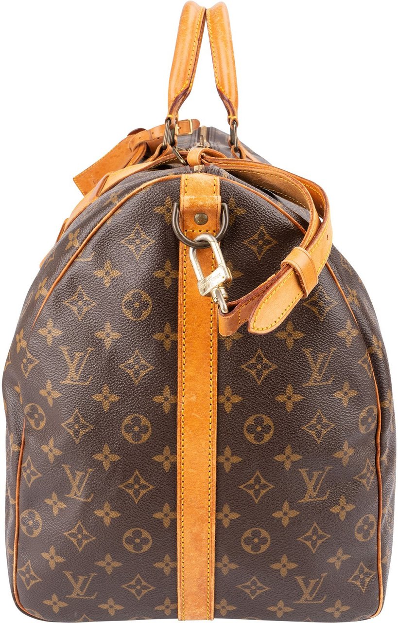 Louis Vuitton Monogram Canvas Keepall 60 Bandoulière Travel Bag Bruin