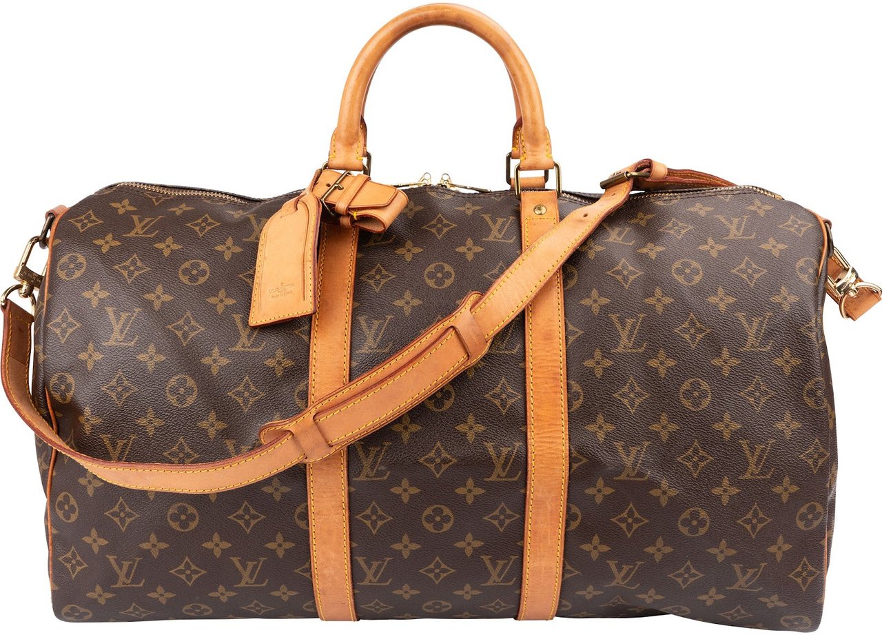 Louis Vuitton Monogram Canvas Keepall 50 Bandoulière Travel Bag Bruin