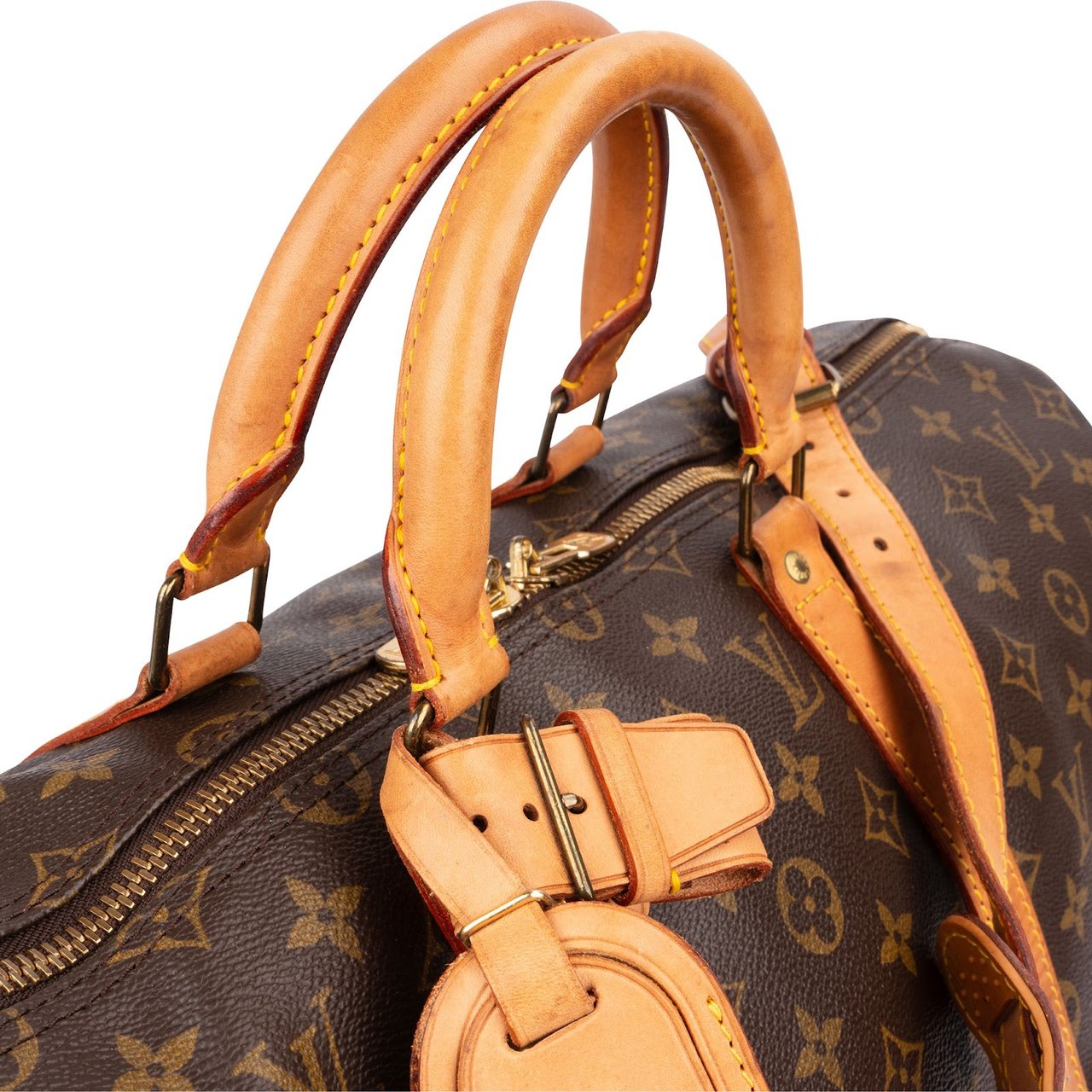 Louis Vuitton Monogram Canvas Keepall 50 Bandoulière Travel Bag Bruin