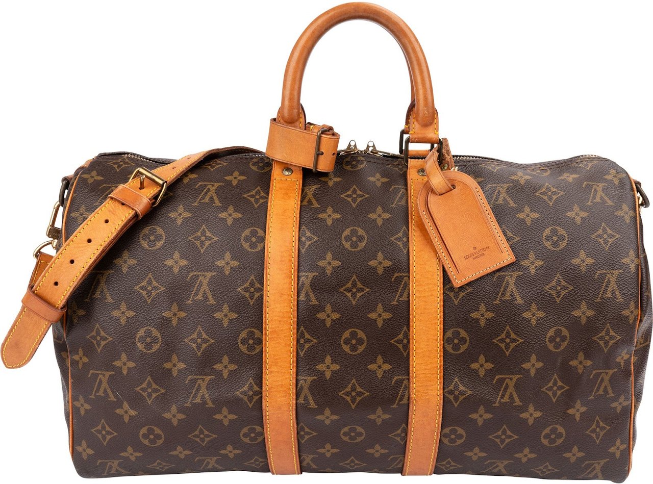 Louis Vuitton Monogram Canvas Keepall 50 Bandoulière Travel Bag Bruin