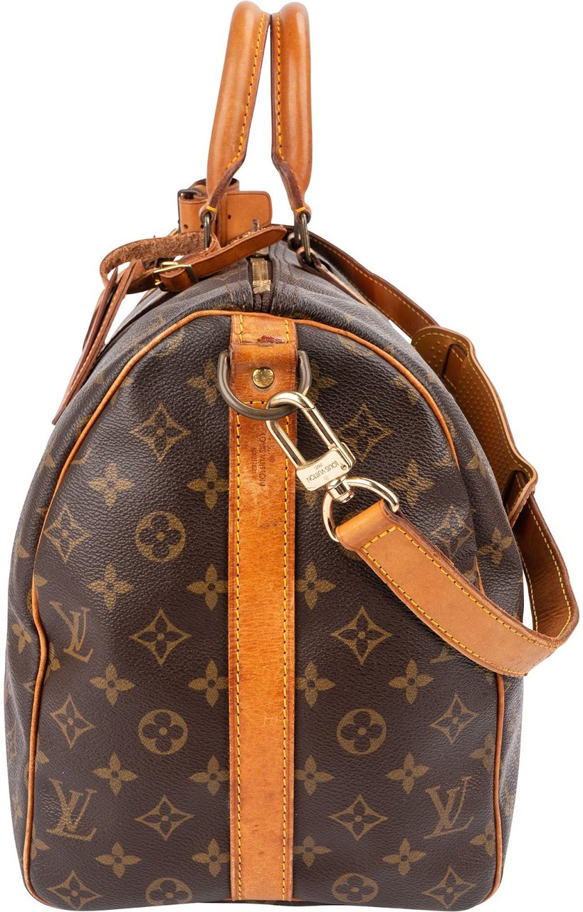 Louis Vuitton Monogram Canvas Keepall 50 Bandoulière Travel Bag Bruin