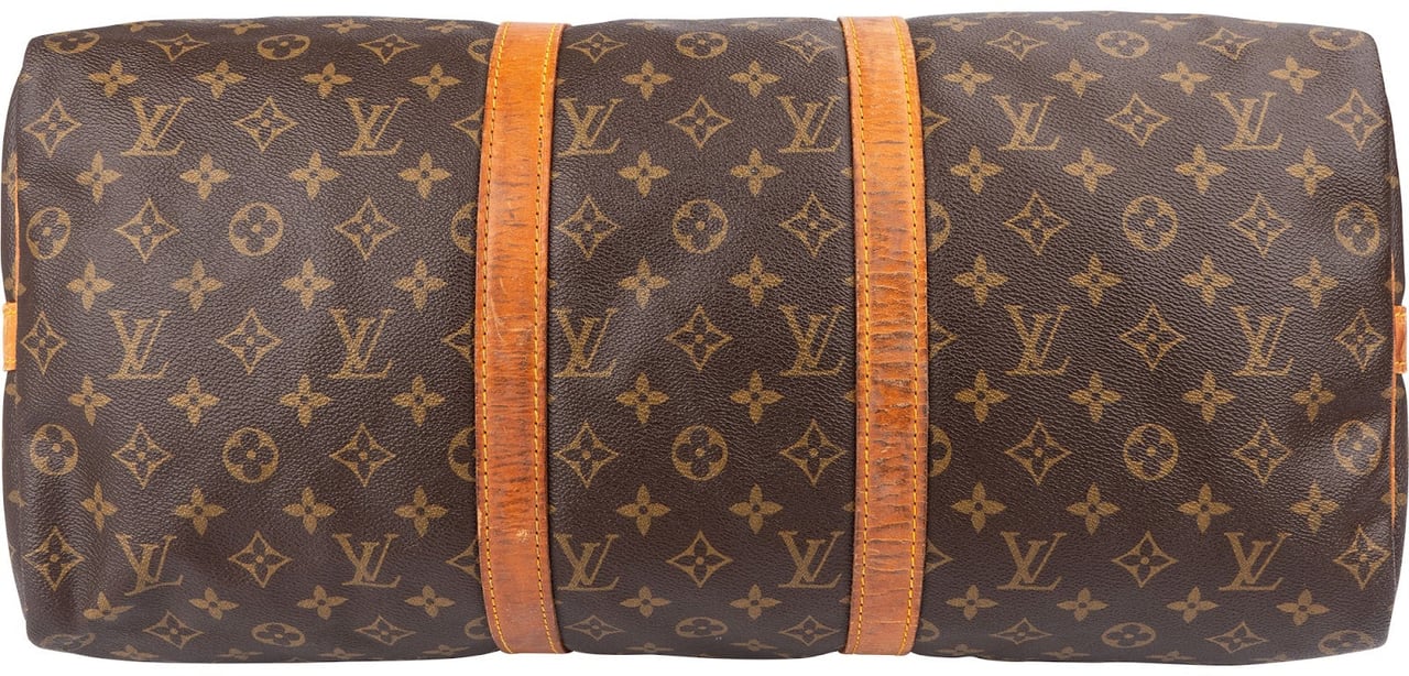 Louis Vuitton Monogram Canvas Keepall 50 Bandoulière Travel Bag Bruin