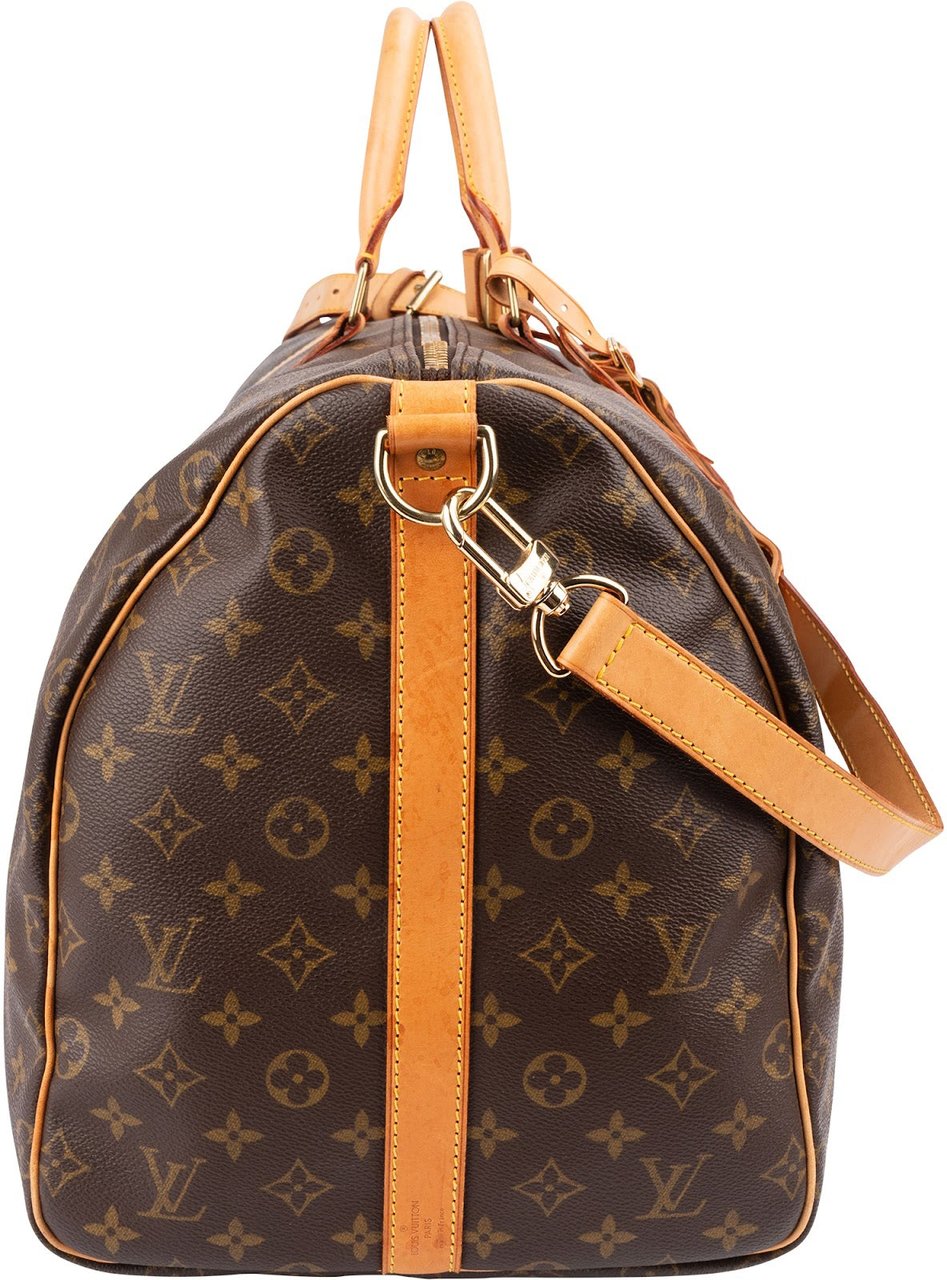 Louis Vuitton Monogram Canvas Keepall 55 Bandoulière Travel Bag Bruin