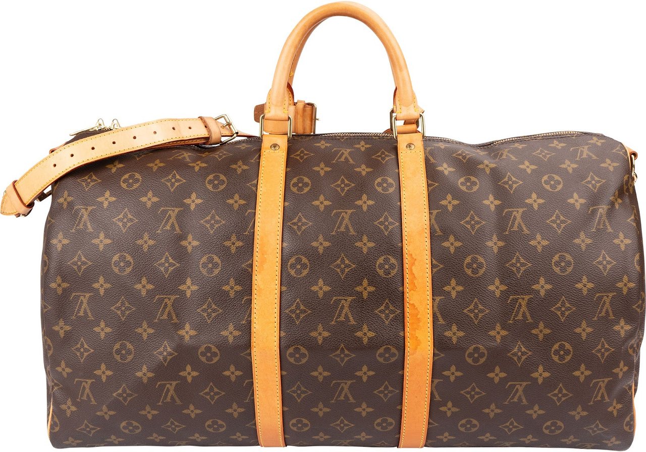 Louis Vuitton Monogram Canvas Keepall 55 Bandoulière Travel Bag Bruin