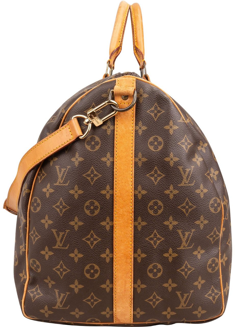 Louis Vuitton Monogram Canvas Keepall 60 Bandoulière Travel Bag Bruin