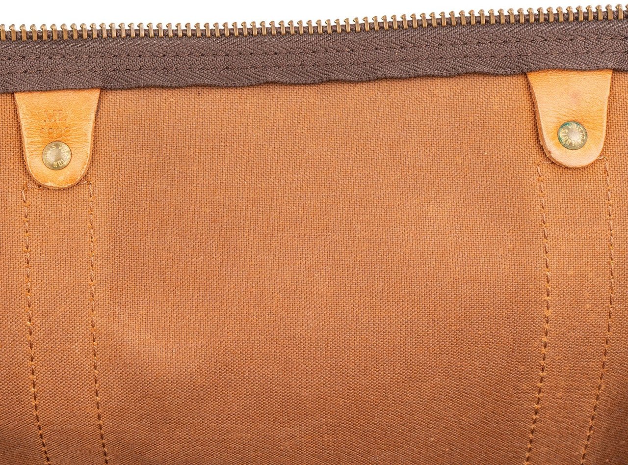 Louis Vuitton Monogram Canvas Keepall 60 Bandoulière Travel Bag Bruin