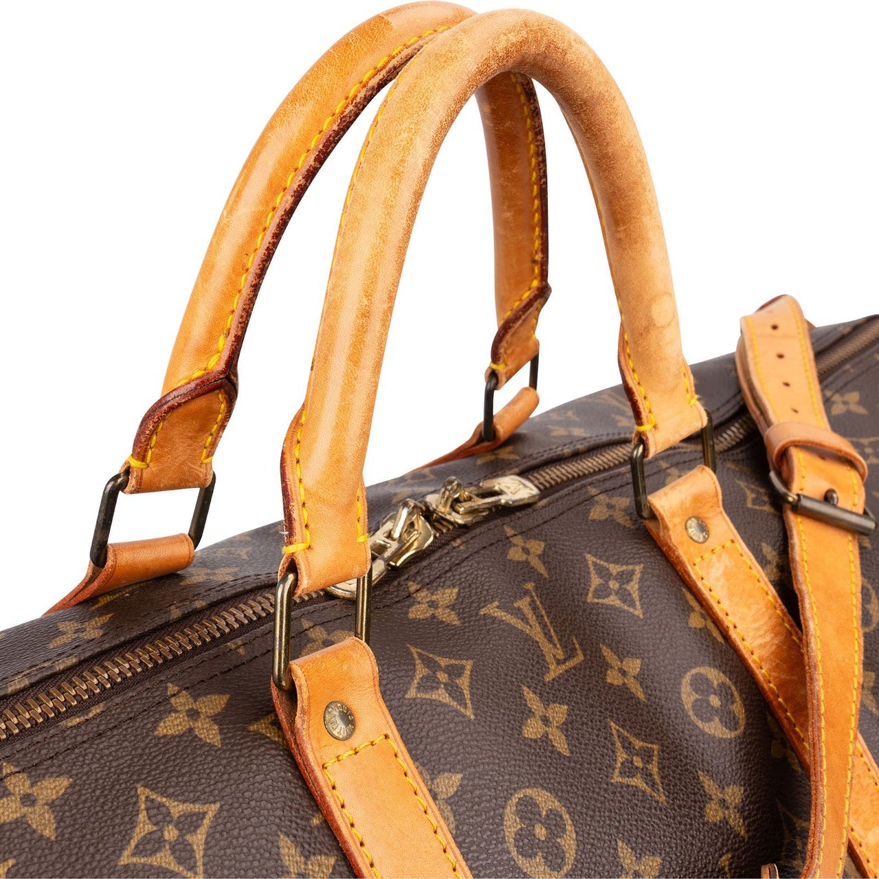 Louis Vuitton Monogram Canvas Keepall 60 Bandoulière Travel Bag Bruin