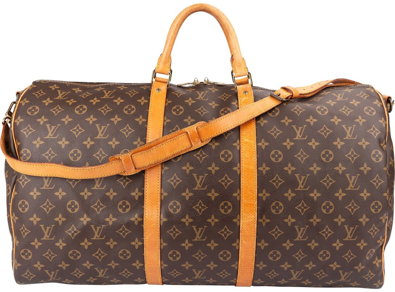 Louis Vuitton Monogram Canvas Keepall 60 Bandoulière Travel Bag Bruin