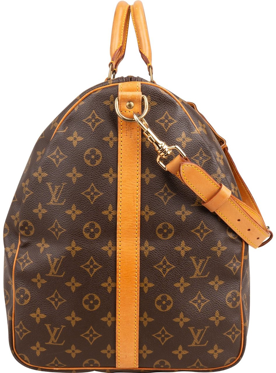 Louis Vuitton Monogram Canvas Keepall 60 Bandoulière Travel Bag Bruin