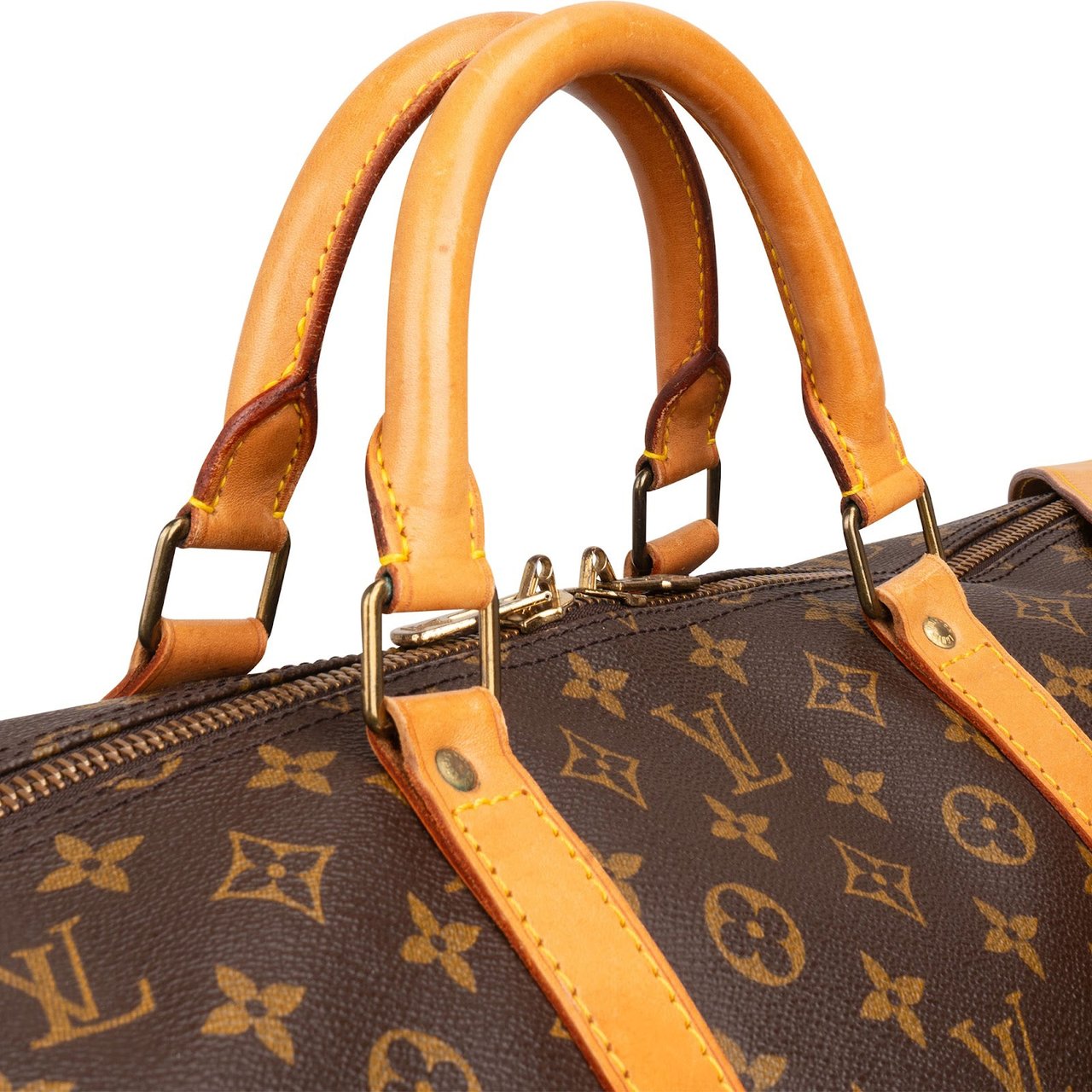 Louis Vuitton Monogram Canvas Keepall 60 Bandoulière Travel Bag Bruin
