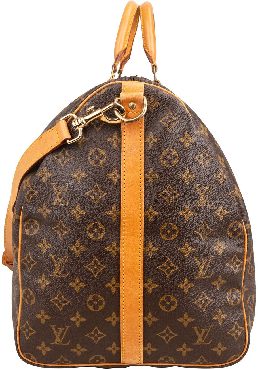 Louis Vuitton Monogram Canvas Keepall 60 Bandoulière Travel Bag Bruin