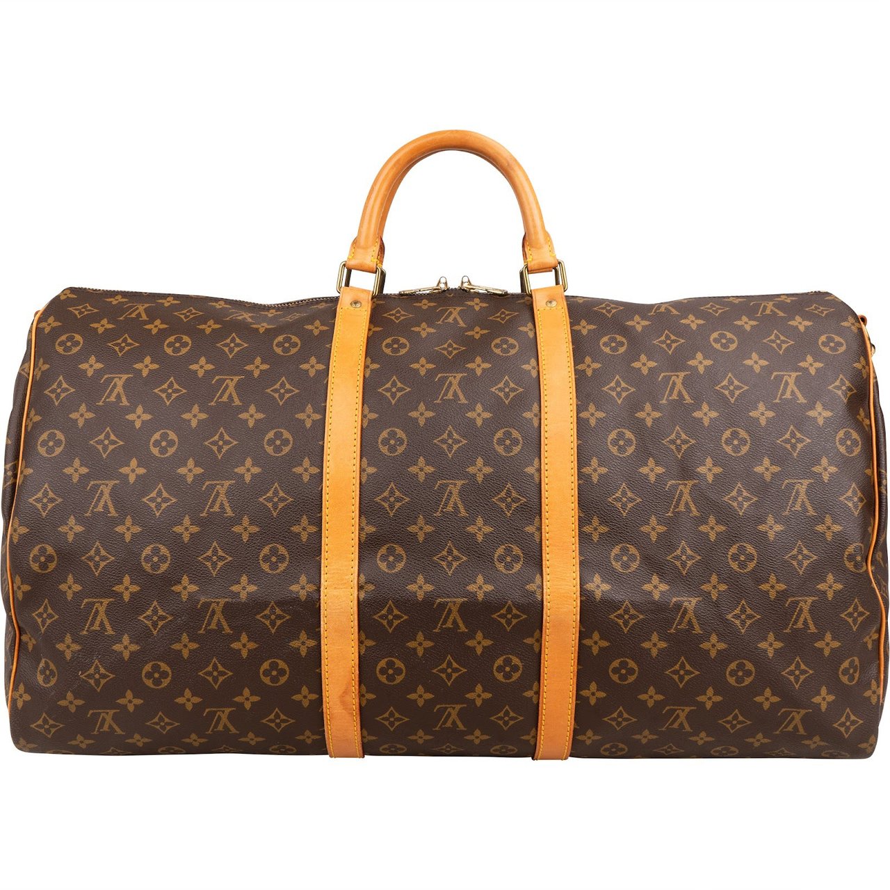 Louis Vuitton Monogram Canvas Keepall 60 Bandoulière Travel Bag Bruin