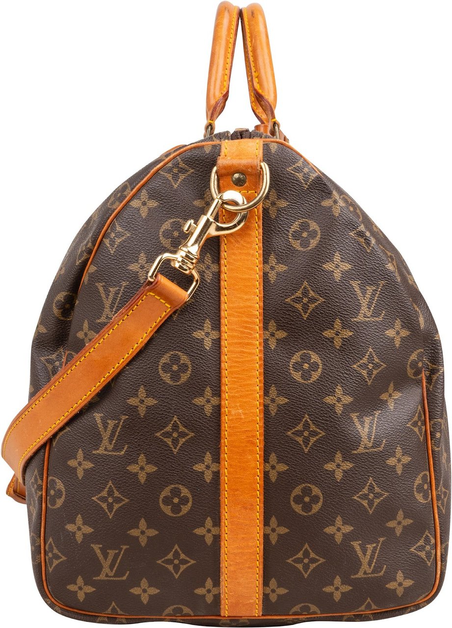 Louis Vuitton Monogram Canvas Keepall 55 Bandoulière Travel Bag Bruin