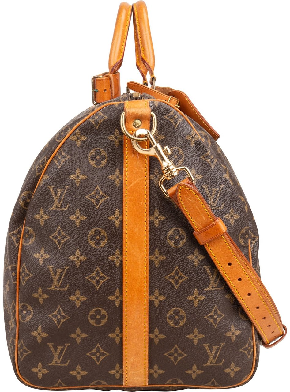 Louis Vuitton Monogram Canvas Keepall 55 Bandoulière Travel Bag Bruin