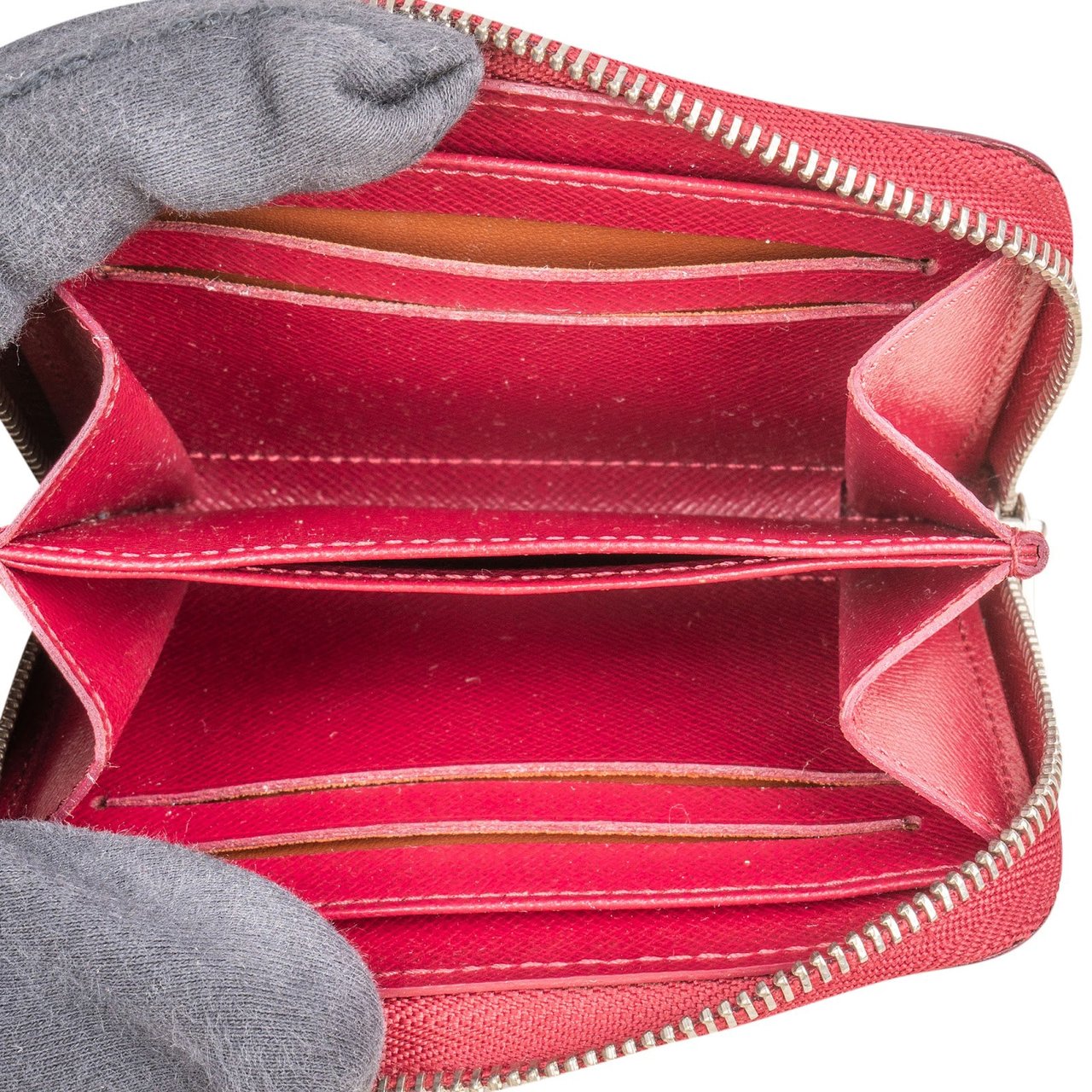 Louis Vuitton Pink Epi Leather Zippy Coin Purse Wallet Rood