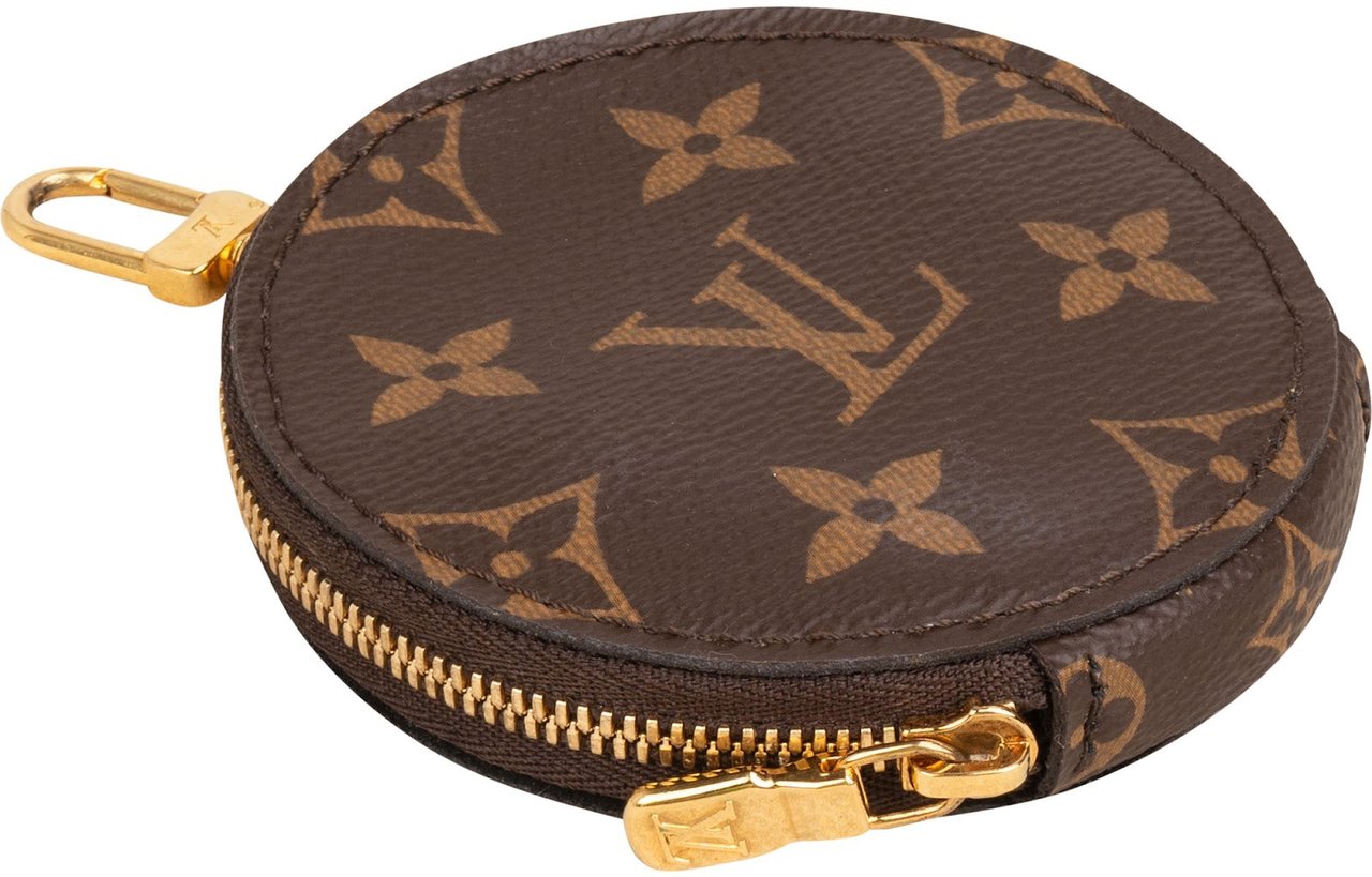 Louis Vuitton Monogram Canvas Round Coin Purse Wallet Bag Charm Bruin