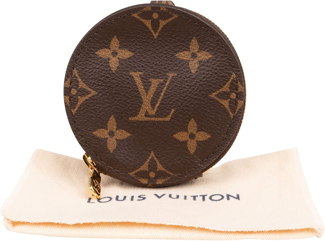 Louis Vuitton Monogram Canvas Round Coin Purse Wallet Bag Charm Bruin