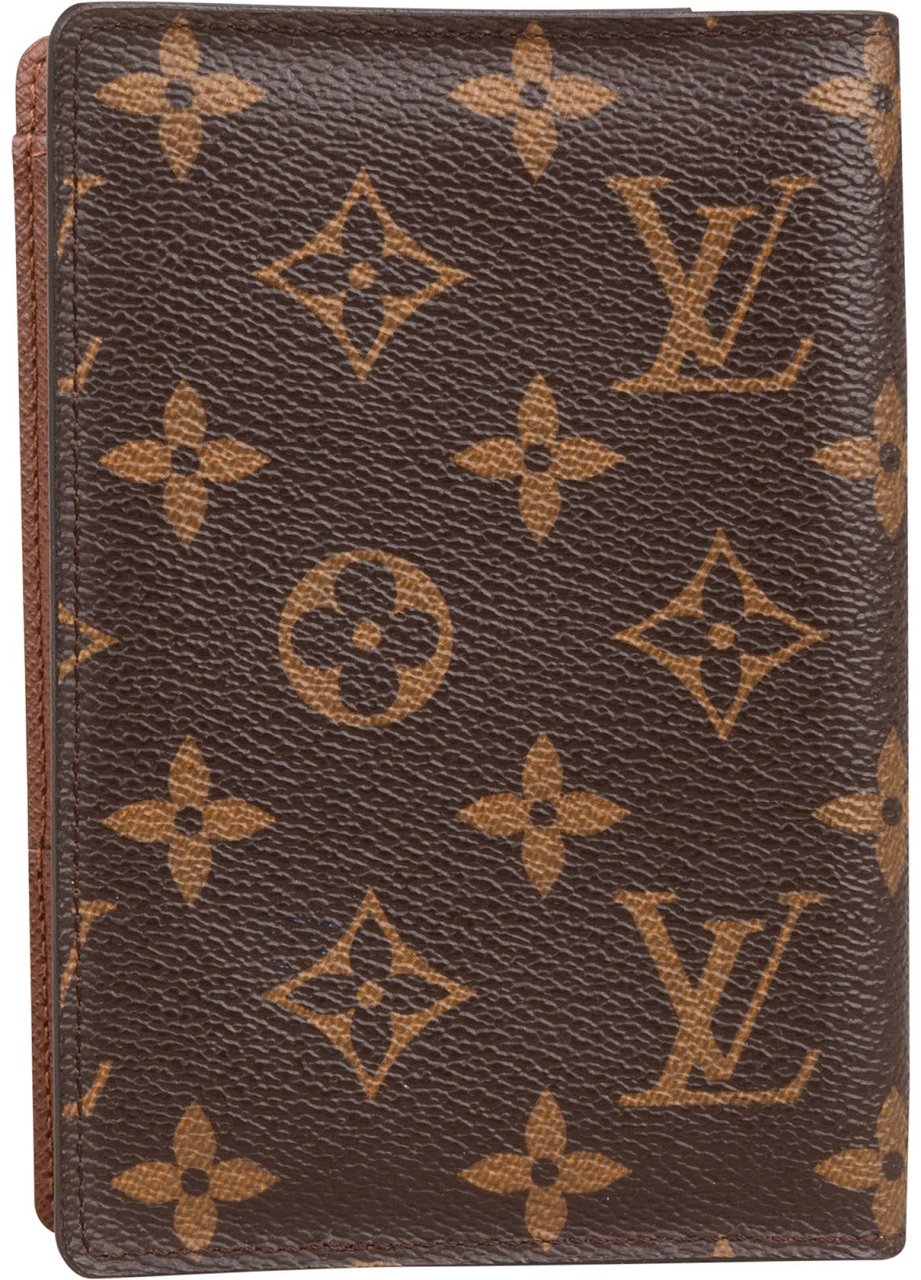 Louis Vuitton Monogram Canvas Card Holder Passport Cover Bruin