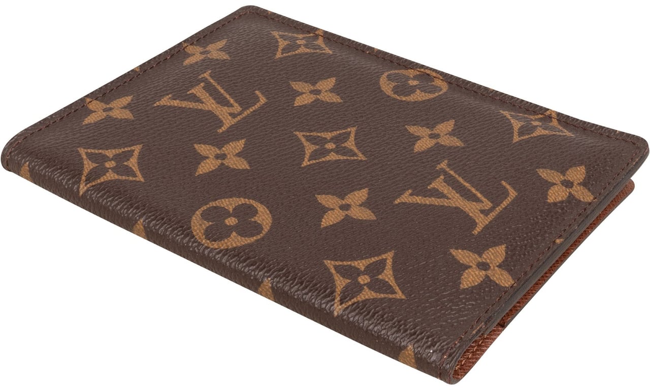 Louis Vuitton Monogram Canvas Card Holder Passport Cover Bruin