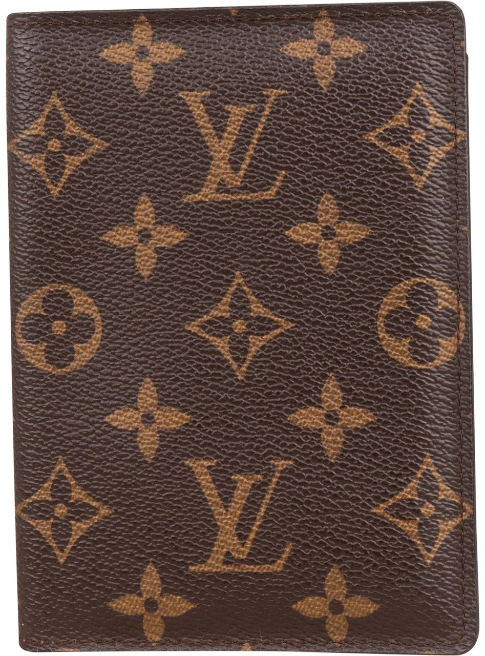 Louis Vuitton Monogram Canvas Card Holder Passport Cover Bruin