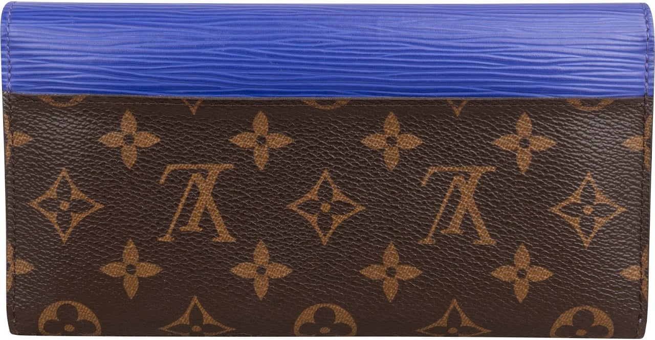 Louis Vuitton Blue Epi Leather Monogram Canvas Sarah Wallet Bruin
