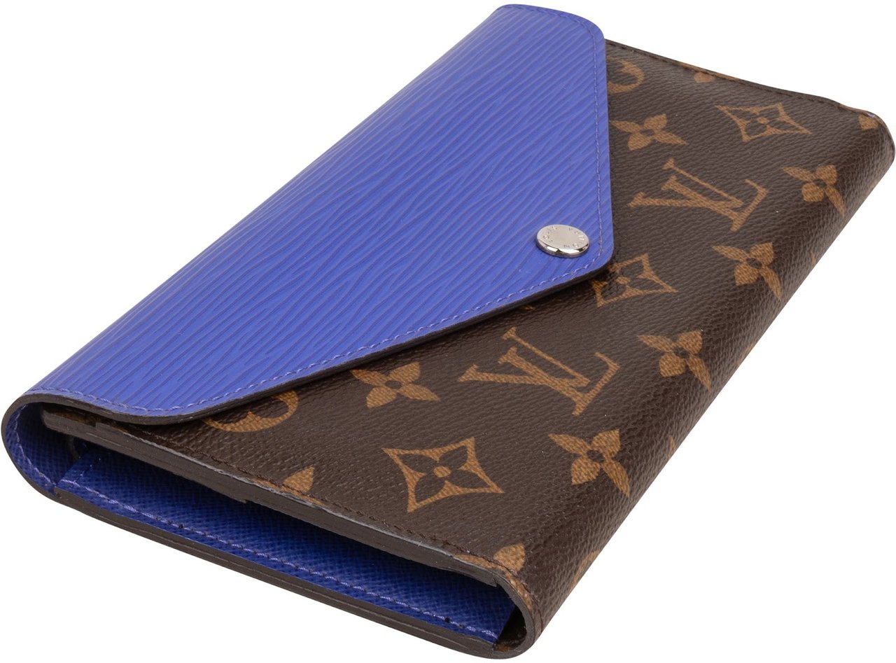 Louis Vuitton Blue Epi Leather Monogram Canvas Sarah Wallet Bruin