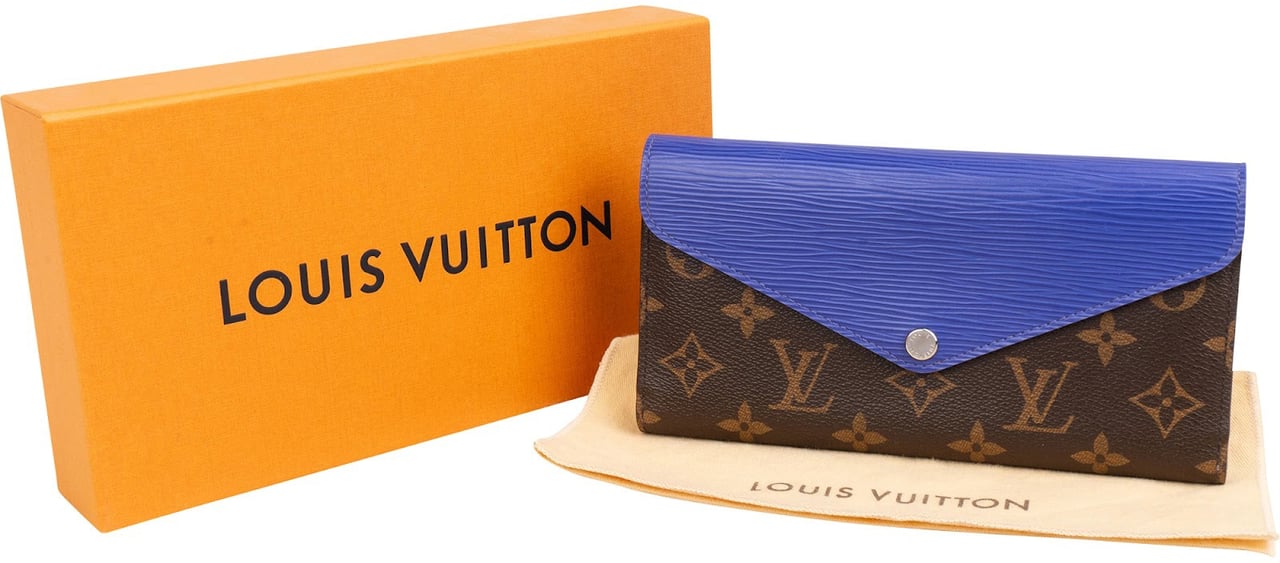 Louis Vuitton Blue Epi Leather Monogram Canvas Sarah Wallet Bruin