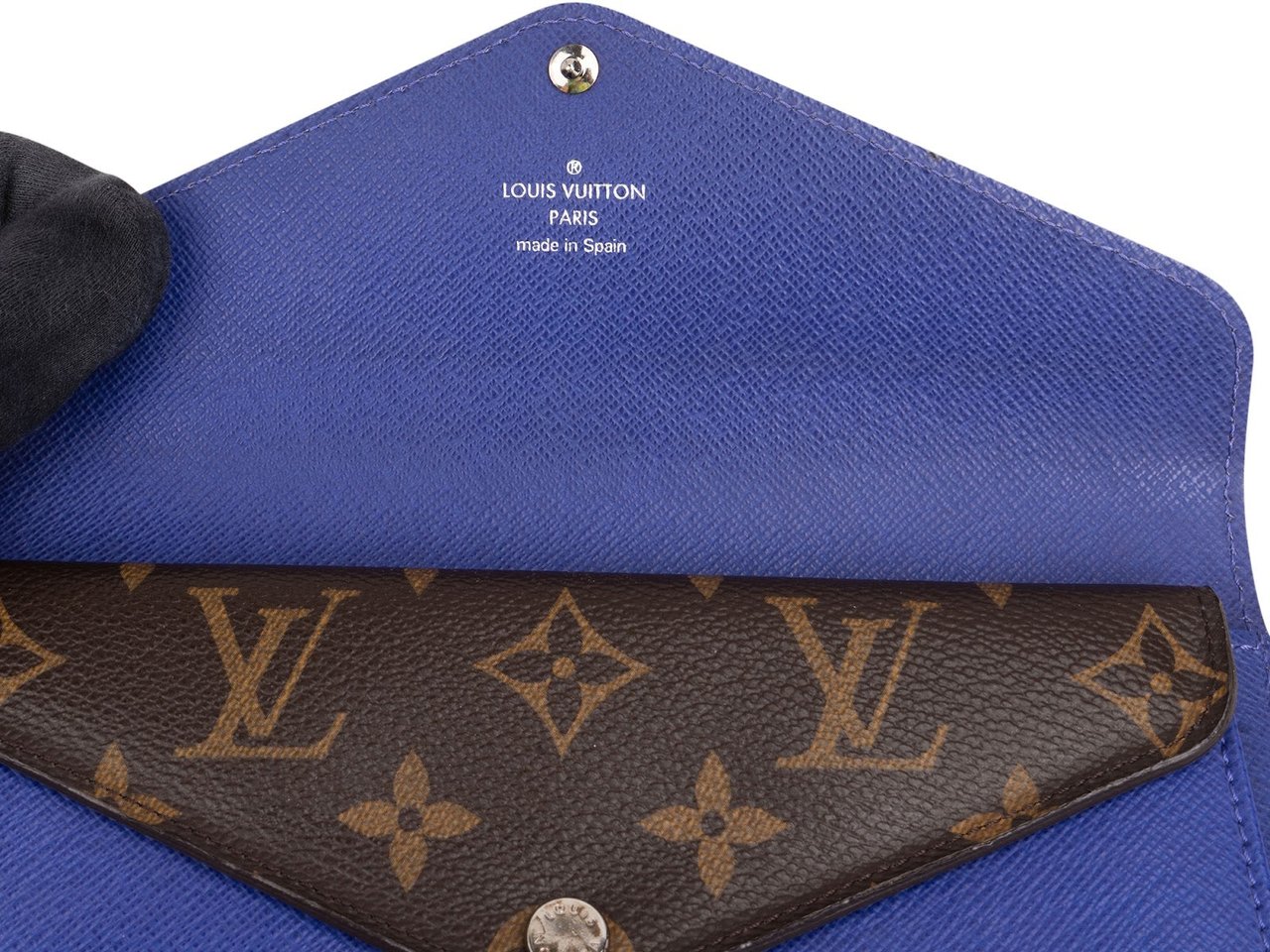 Louis Vuitton Blue Epi Leather Monogram Canvas Sarah Wallet Bruin