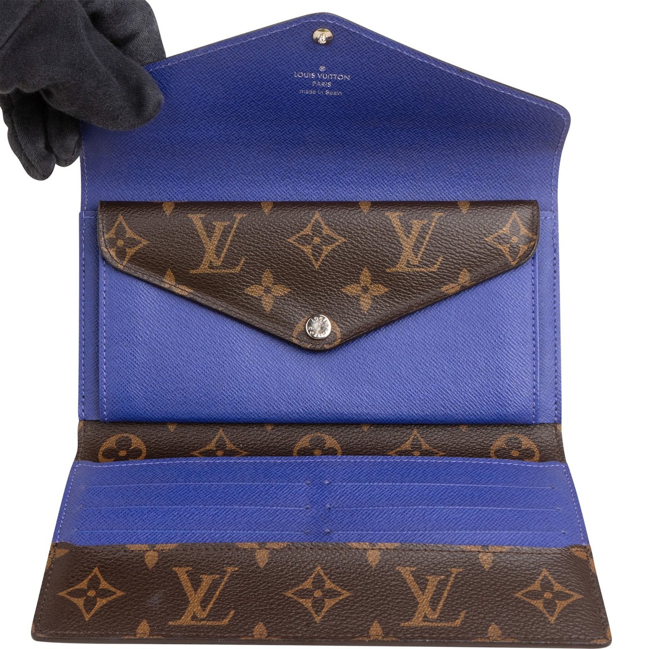 Louis Vuitton Blue Epi Leather Monogram Canvas Sarah Wallet Bruin