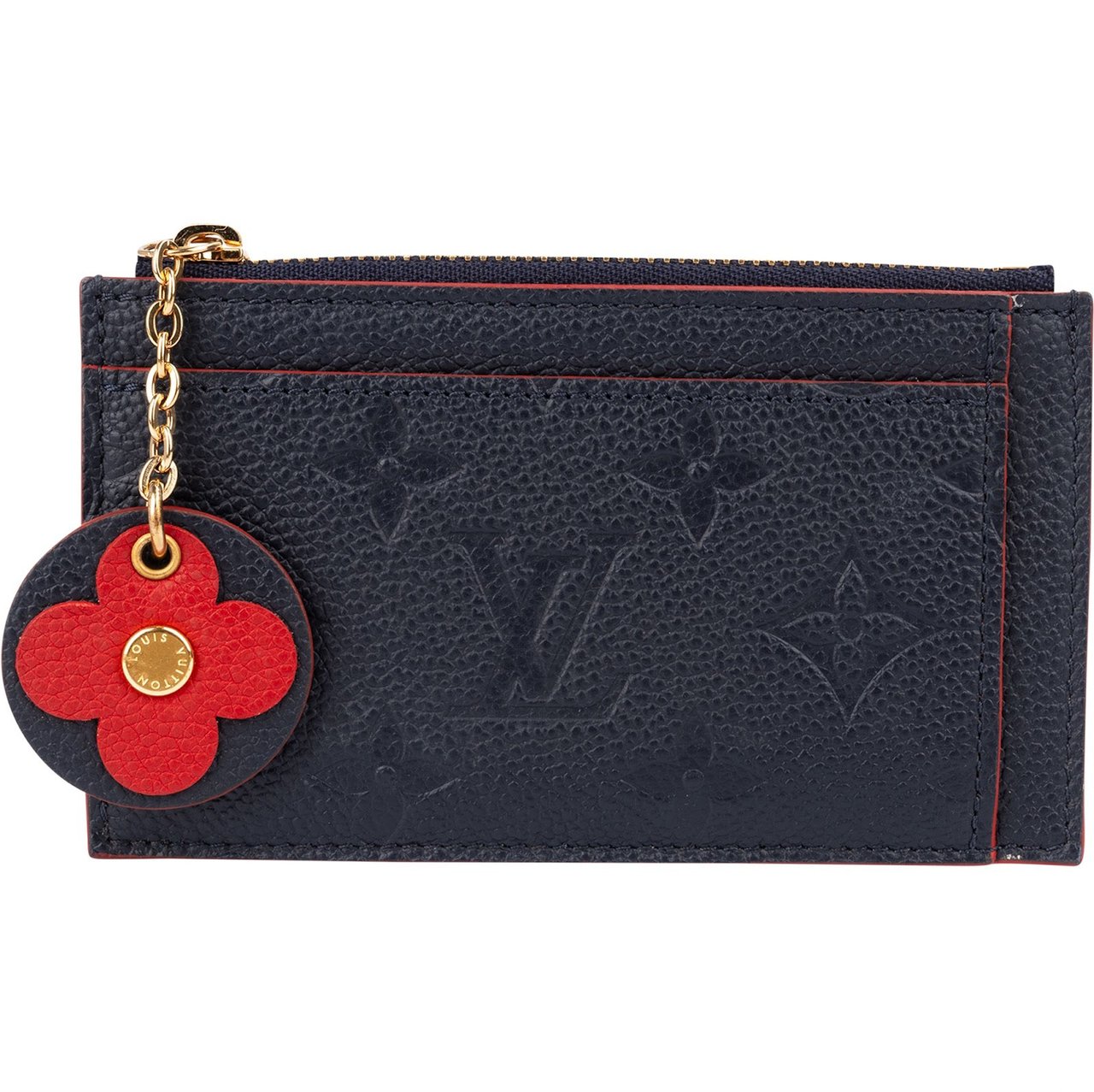 Louis Vuitton Monogram Empreinte Leather Porte Cartes Mini Wallet Navy